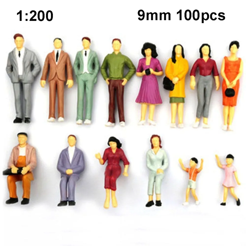 100Pcs 1:100/1:150/1:75/1:50 Schaal Mensen Cijfers Gemengde Kleur Pose Model Building Passagiers Poppenhuis Decoraties Kids Speelgoed