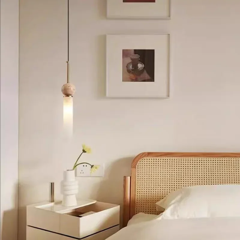 Cave Stone Wabi-Sabi Bedroom Bedside Chandelier Creative Cream Homestay Vintage Nordic Restaurant Pendant Lamp view 4