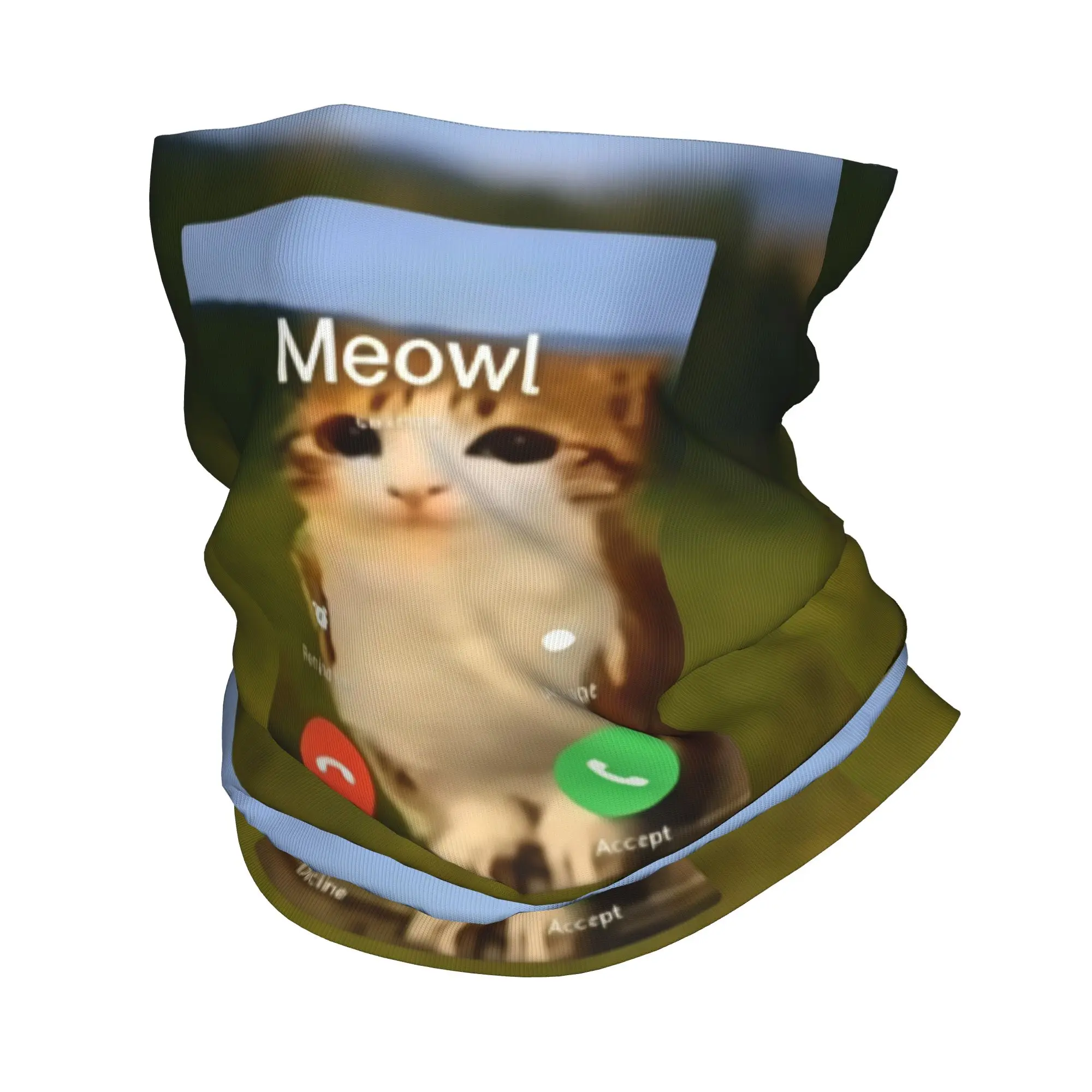 Meowl Is Calling Phone Call Meme Brainrot Cat Owl Bandana Neck Cover Printed Wrap Mask Scarf  Headwear Outdoor Sports For Adult
