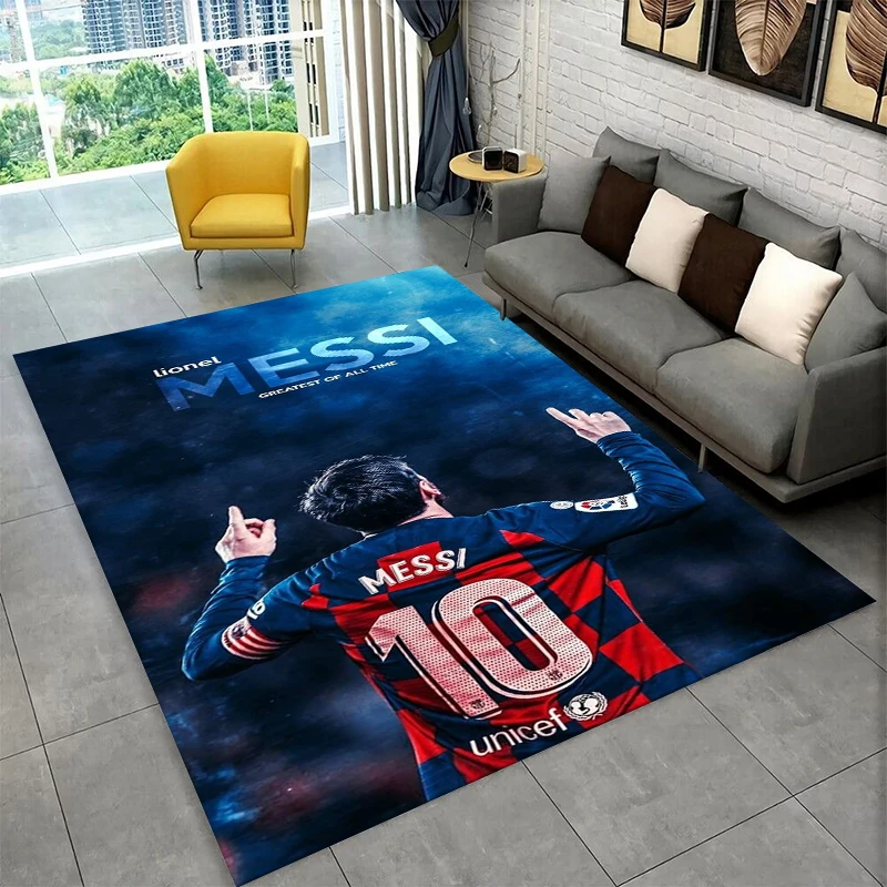 Goat M-Messi Football Sport Carpet Rug for Playroom Bedroom Living Room Sofa Home Decor,kid Game Area Rug Non-slip Floor Mat