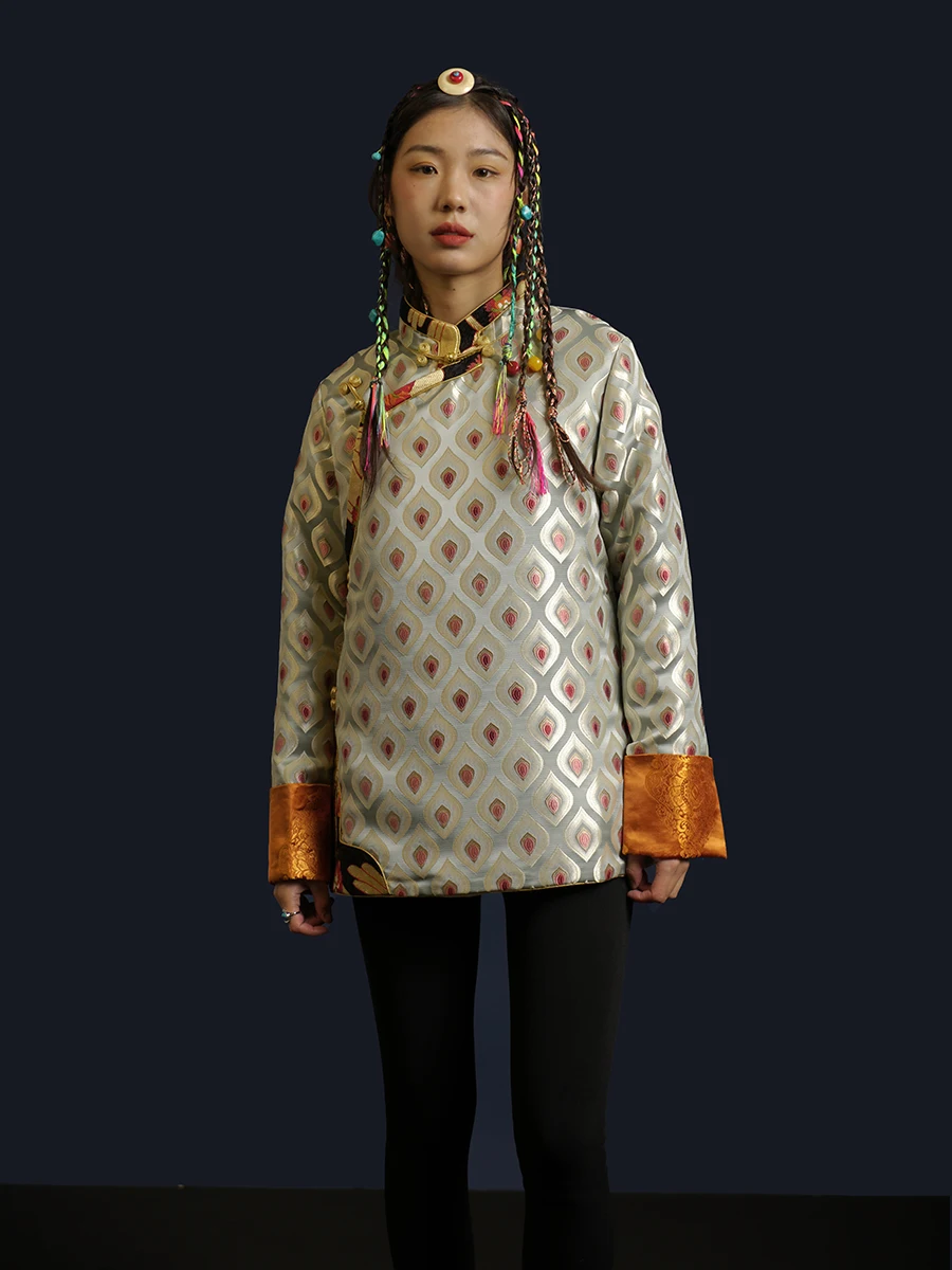 Improved Stand Collar Tibetan Costumes Top Ethnic Style Clothing Women's Coat