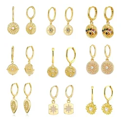 Guardian Series Stars Flowers God Eye Simple Round Multi-hanging Hoop Earrings for Women Drop Ring Jewelry Pendientes Orecchini