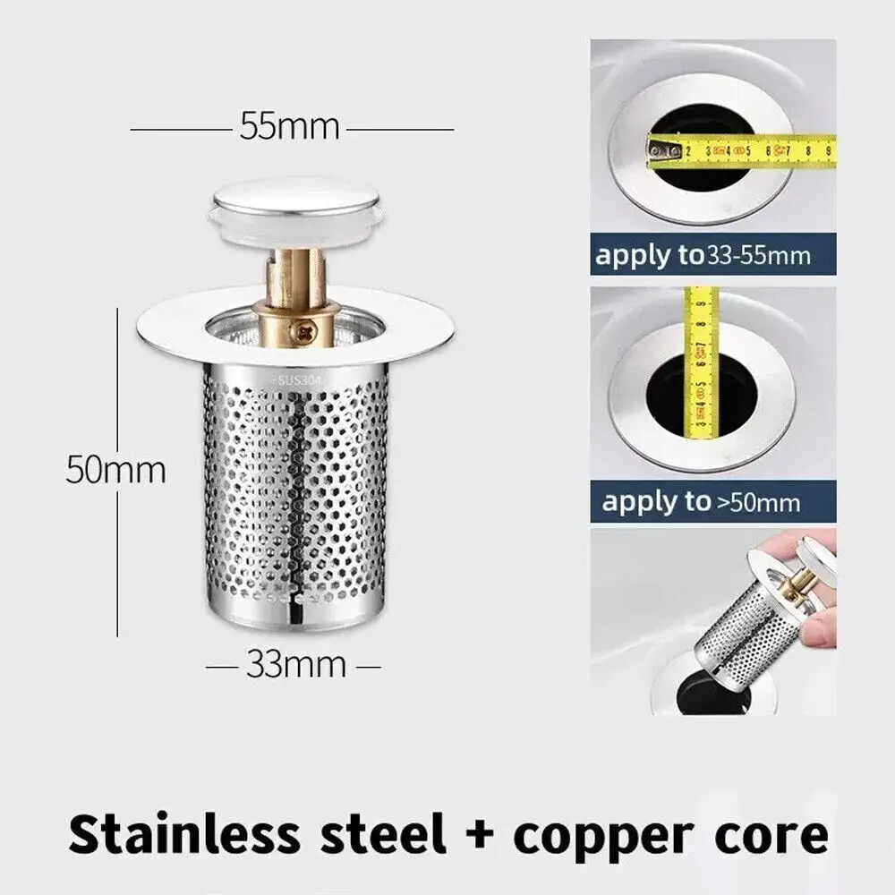 Aço inoxidável ou cobre Core Drain Filter, Bounce Basin Stopper, Reino Unido