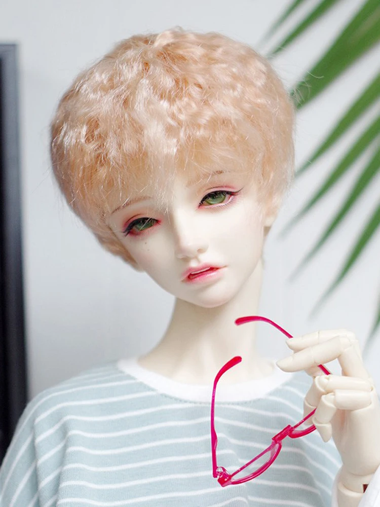 D09-P360 children handmade toy  1/8 1/6 1/4 1/3 MSD bjd doll wig blue pink orange Soft short hair with broken curls 1pcs