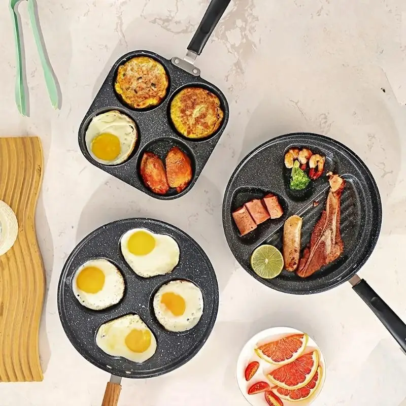 Non‑Stick Multi‑Hole Egg Burger Pancake Pan High Heat Conductive Cookware Fit Gas Electric Stove Household Breakfast Making Pot