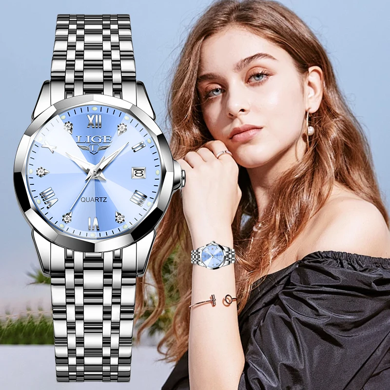 

LIGE Elegant Fashion Waterproof Quartz Ladies Watches Top Brand Luxury Women's Wristwatch Casual Diamond Waterproof Reloj Mujer