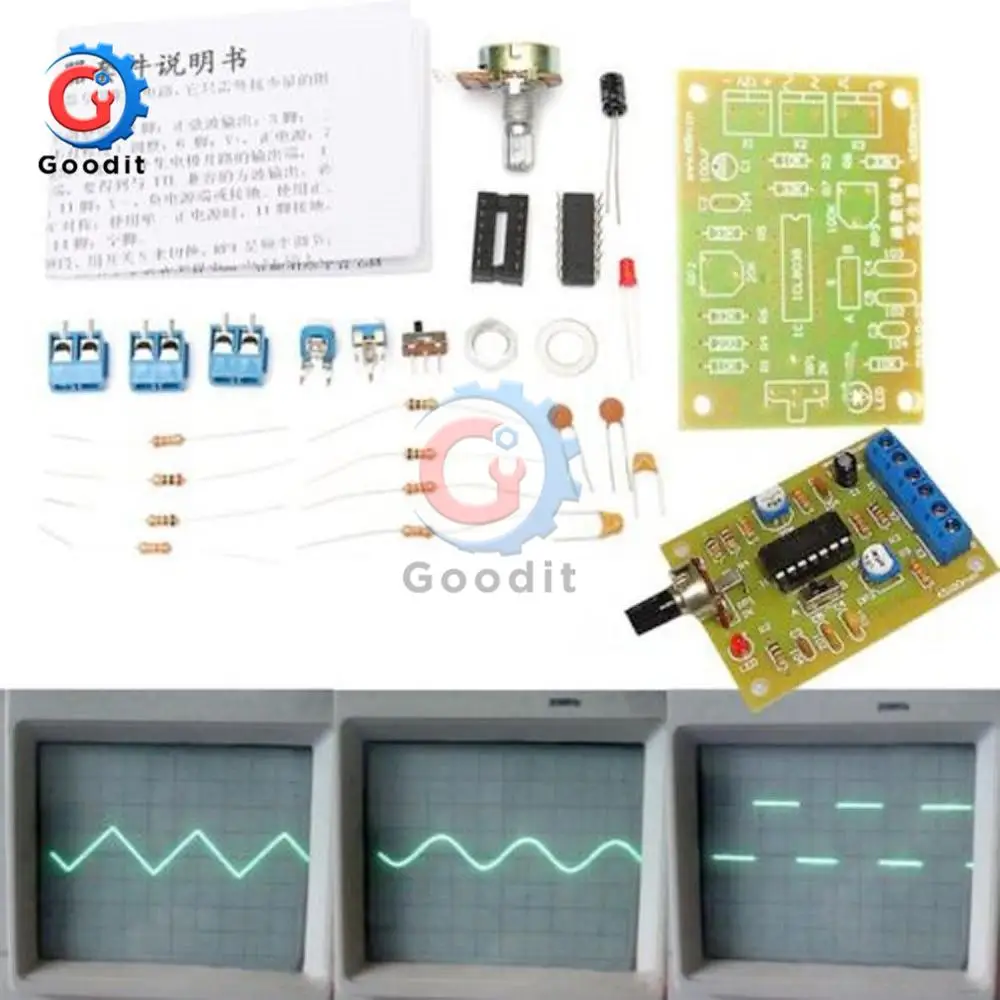 1 Set ICL8038 Monolithic Function Signal Generator Module Sine Square Triangle Welded DIY Kit Sine Square Triangle