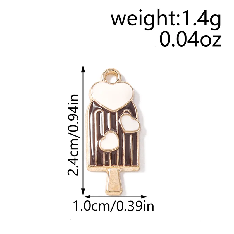 Tusember 20 Stück 10*24mm Niedliche Emaille-Eiscreme-Anhänger für Ohrringe Armbänder DIY Schmuckherstellung Zubehör – Detail 1