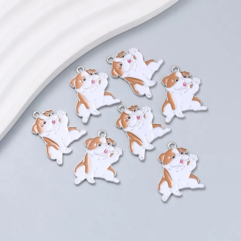 10pcs Cute Dog Enamel Charms Lovely Animal Pet Pendants For Making DIY Handmade Findings Accessories Necklace Jewelry