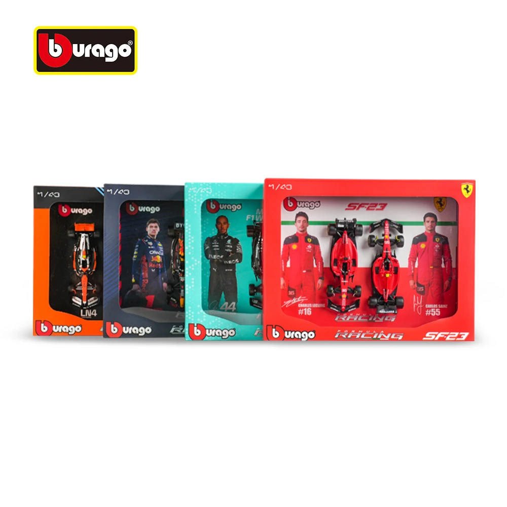 Bburago 1:43 2023 Ferrari SF23 Mclaren MCL60 RedBull RB19 M-B W14 F1 coche de fórmula vehículos fundidos a presión juguetes de carreras de modelos coleccionables