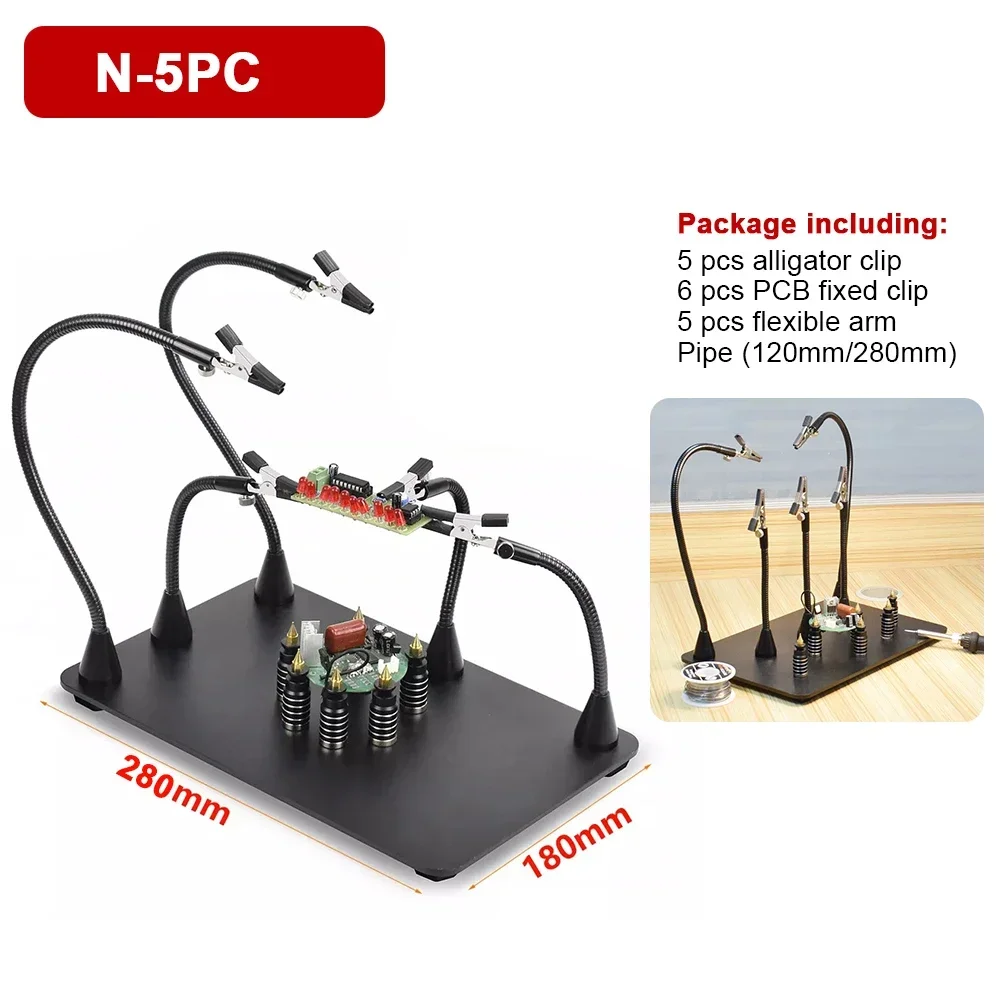 NEWACALOX Strong Magnetic Base PCB Holder Third Hand Tool Welding Repair Tool Soldering Stand Heat Gun Bracket Helping Hands