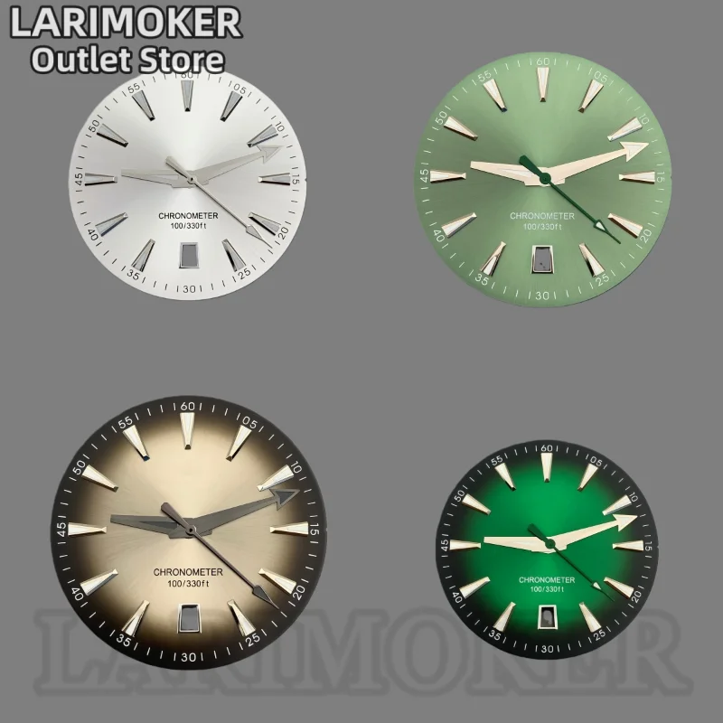 LARIMOKER 33mm Silver-Green Dial Green Luminous Dial and Hands Can Be Freely Matched Suitable for NH35 Movement Watch Parts