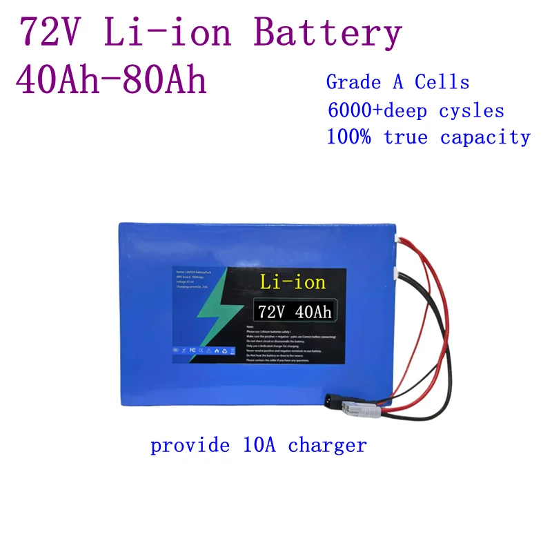 

72V 40Ah 50Ah 60Ah 80Ah Li-ion Battery Lithium Batterie With BMS 20S For 1KW 2KW 3KW Two Wheeler Skateboard Mini Car AGV