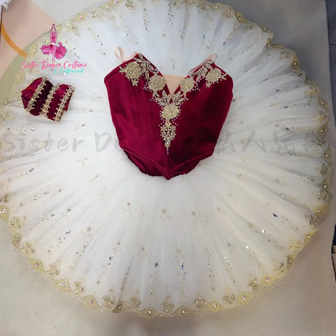 

New Paquita Variations tutu Private custom Burgundy split stage performance competition dress women's costume