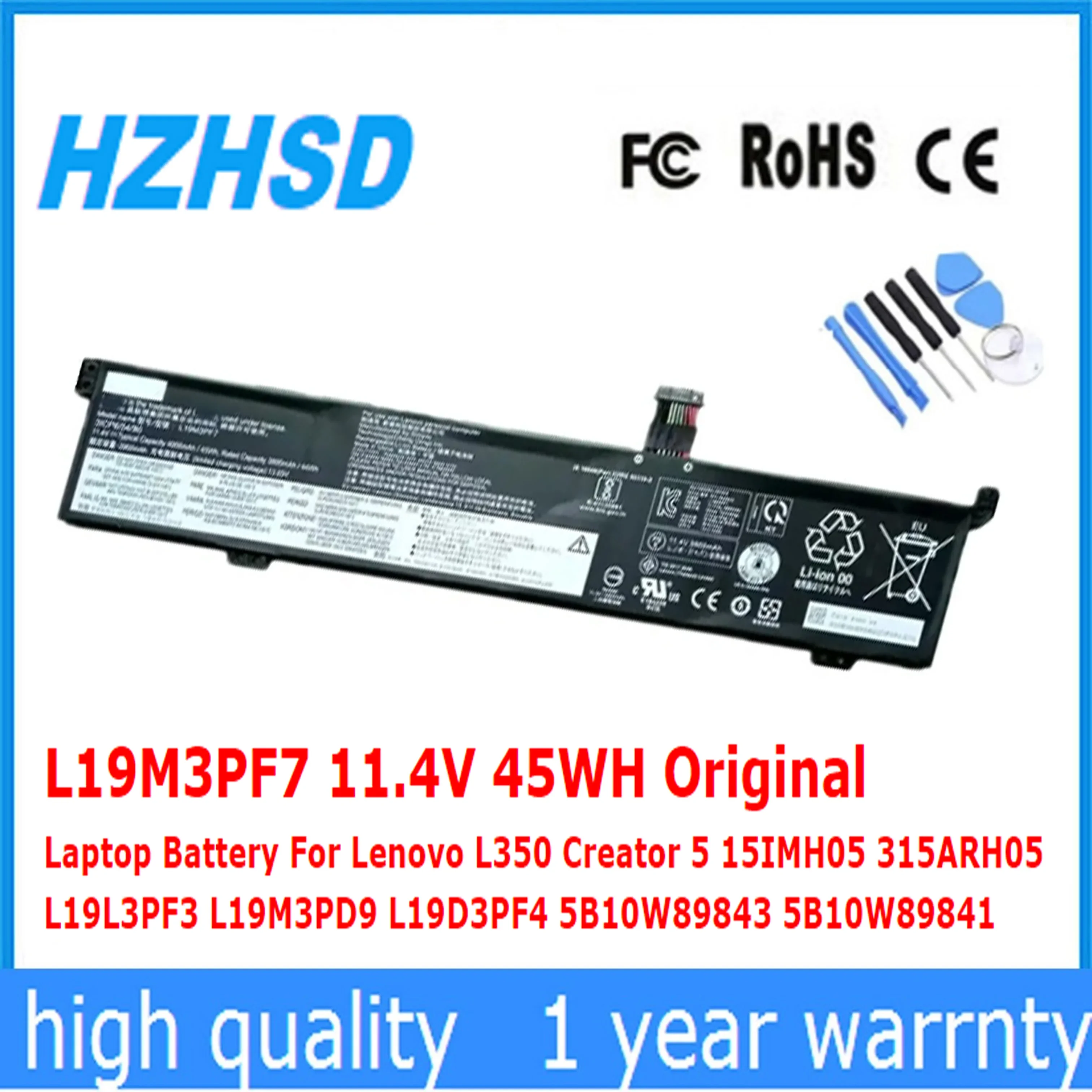 

L19M3PF7 11.4V 45WH Original Laptop Battery For Lenovo L350 Creator 5 15IMH05 315ARH05 L19L3PF3 L19M3PD9 L19D3PF4 5B10W89843