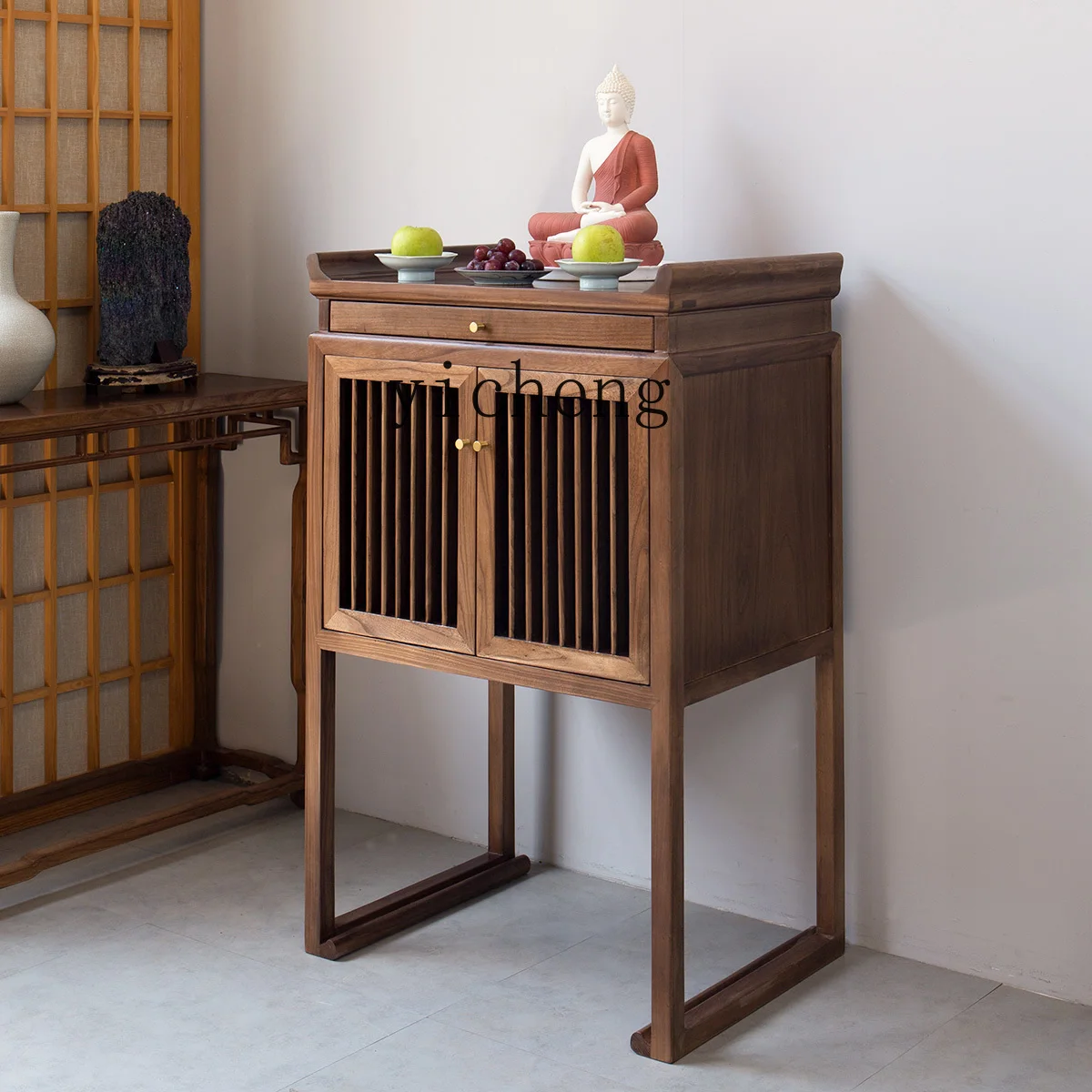

TWR Altar Incense Case Buddha Table Solid Wood Strip Case Modern Middle Hall Three-Layer Altar