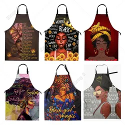 Afro Woman Apron Black Girl Kitchen Aprons With Pocket Adjustable Neck For Women Chef Bbq Cooking Gardening Home 33x28inch