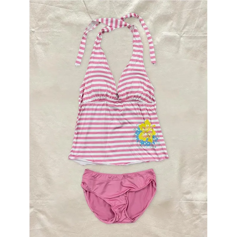 Y2k European and American sexy neck hanging vest small suspender women's backless slim fit inner top striped vest set