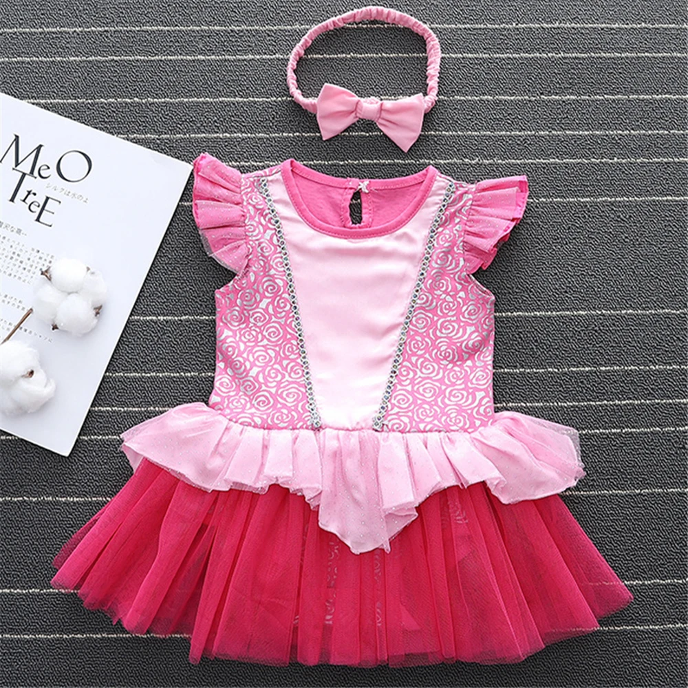 Halloween Baby Girls Princess Cosplay Costume Boutique Birthday Toddler Fancy Fairy Jumpsuit Jasmine Ariel Rompers Lace Headband