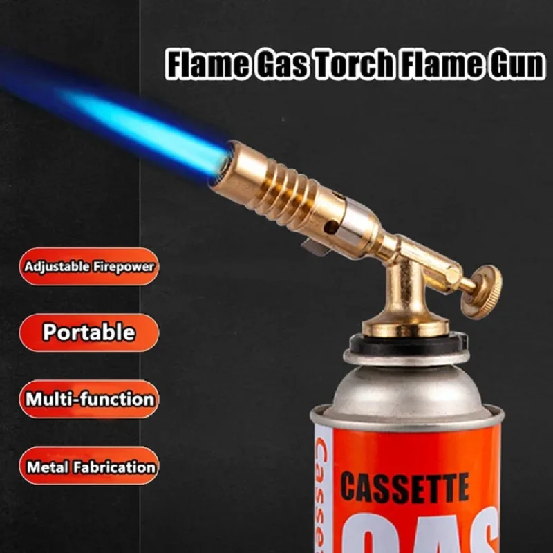 Portable Copper Gas Torch Gun Culinary Torch Welding Torch Blowtorch Brass Kitchen Cooking Gas Butane BBQ Flame Igniter MAX 1300