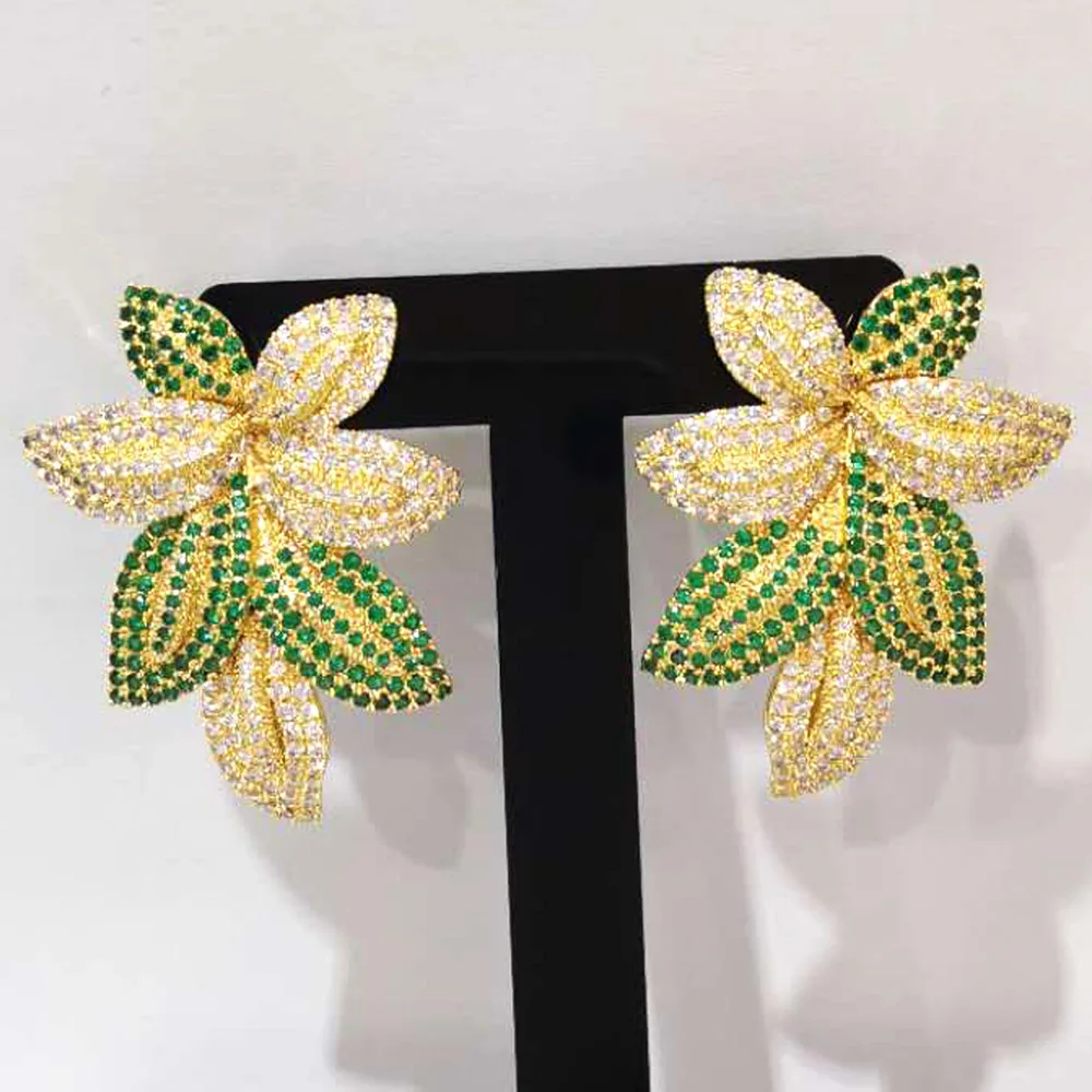 

Missvikki Original Gorgeous Shiny Leaf Drop Earrings For Women Wedding Party Charm Full CZ Earrings Fashion Jewelry High Quality