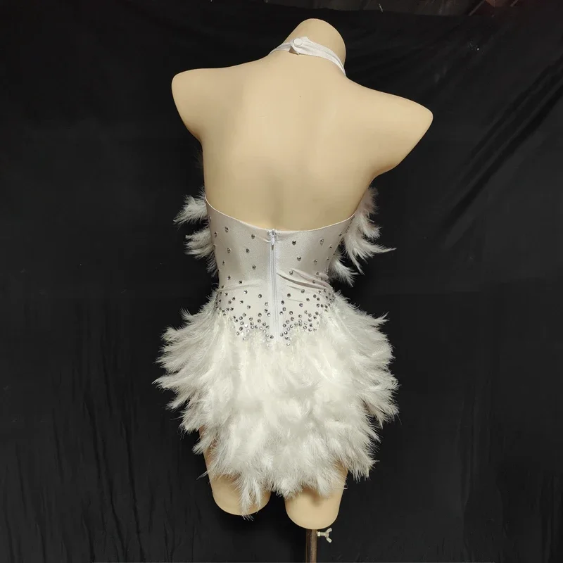 Body z piórami i dżetami w 3 kolorach, elastyczne, damskie, strój drag queen, na imprezy w klubach nocnych, dla DJ-ów, DS-ów, na festiwale, kostium do tańca gogo, XS5717