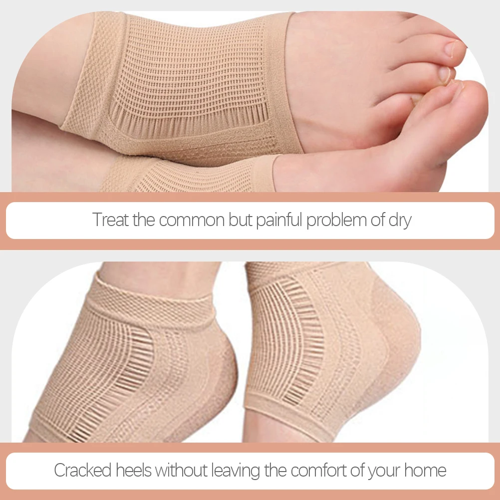 

2 Pairs Moisturizing For Dry Cracked Feet Reusable Elastic Heel Sleeves Portable Protectors Comfortable Anti-Crack Gel Socks