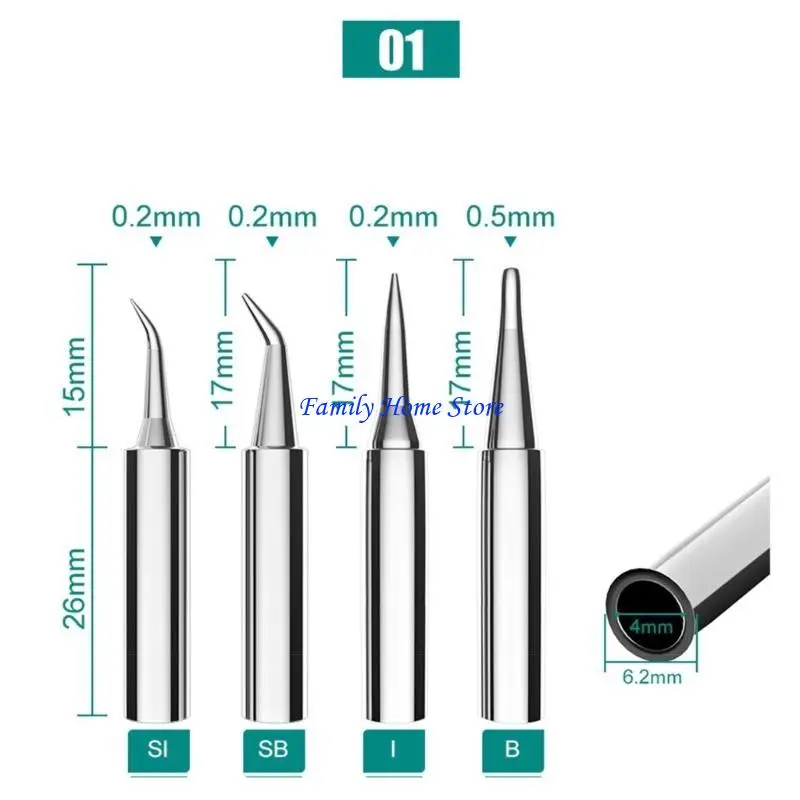 

P0UF 6Pieces Soldering Iron Tips Soldering Bits Alloy Plating Tip Set Suitable 936