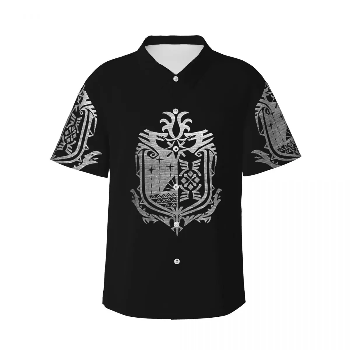 

Monster Hunter World Мужские рубашки Гавайская рубашка с коротким рукавом Модные топы на пуговицах для летнего пляжа