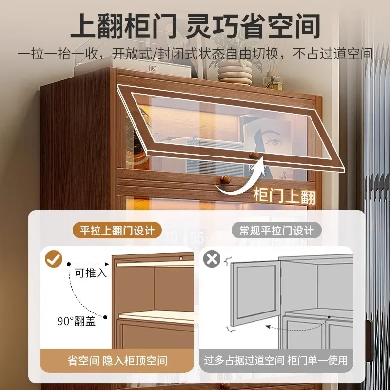 for Strictly Selected Solid Wood Storage Cabinet Integrated Walnut Colored Wall Mounted Household Dust Proof Bookcase Display