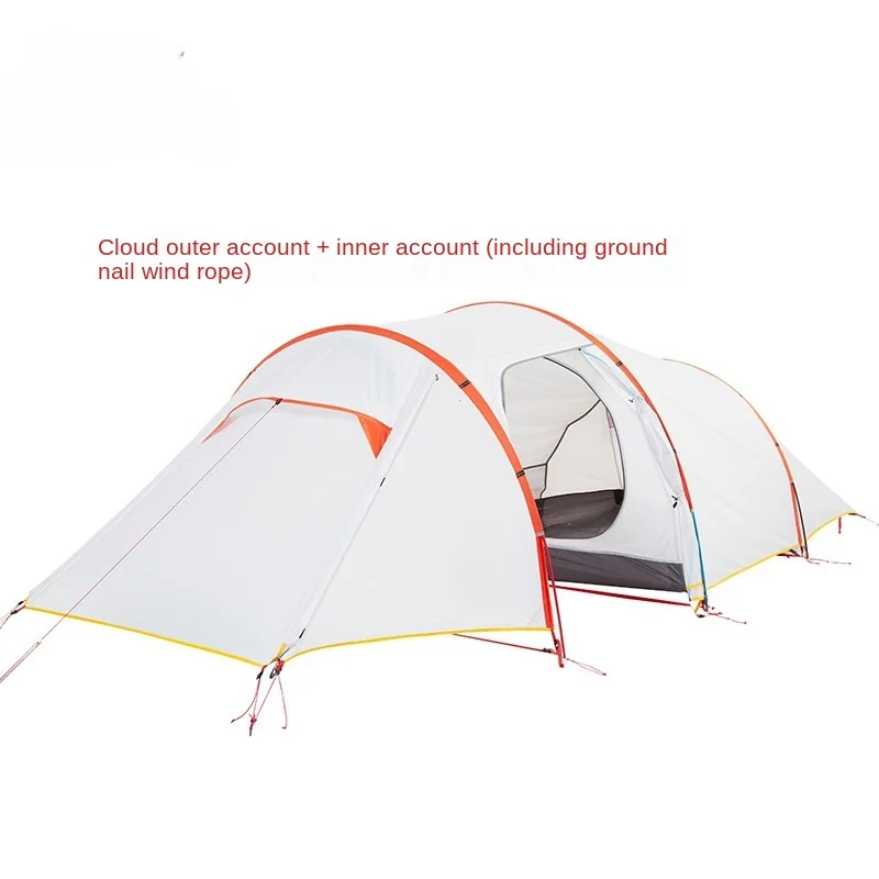 Outdoor Ultralight Cloud Layer 3 Person Tunnel Tent Climbing Camping Four Seasons Tent Family Beach Tent