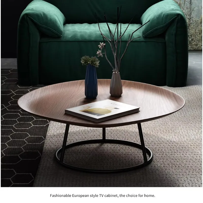 Modern Minimalist Special-shaped Walnut Wood Coffee Table Living Room Light Luxury Leaf Design Round Tea Center Table