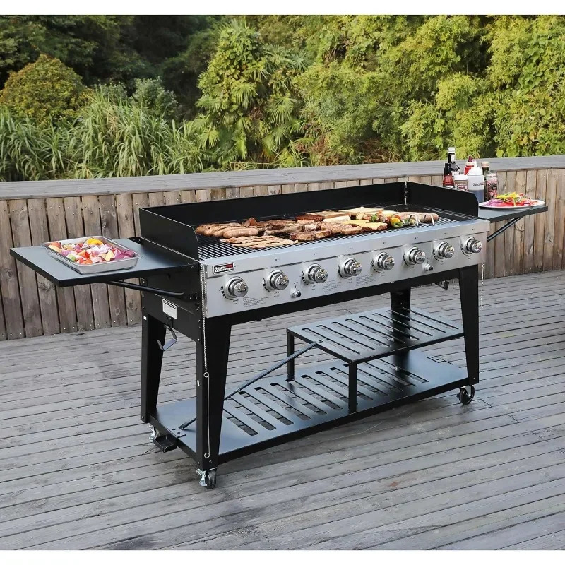 Royal Gourmet Event 8-Burner BBQ Propane Gas Grill with Cover, Picnic or Camping Outdoor