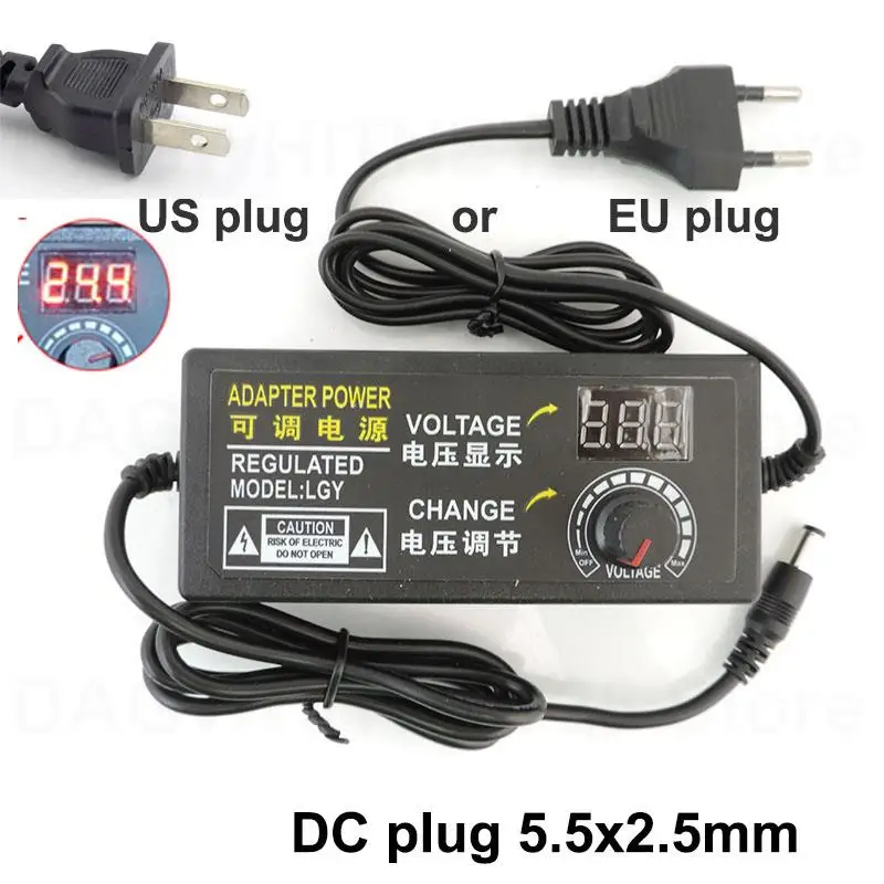 Adjustable Universal AC 110V 220V To DC 3v-24v 2A 48W 72w Power Supply charger Adapter 8pin 10pin 34pin DC connector