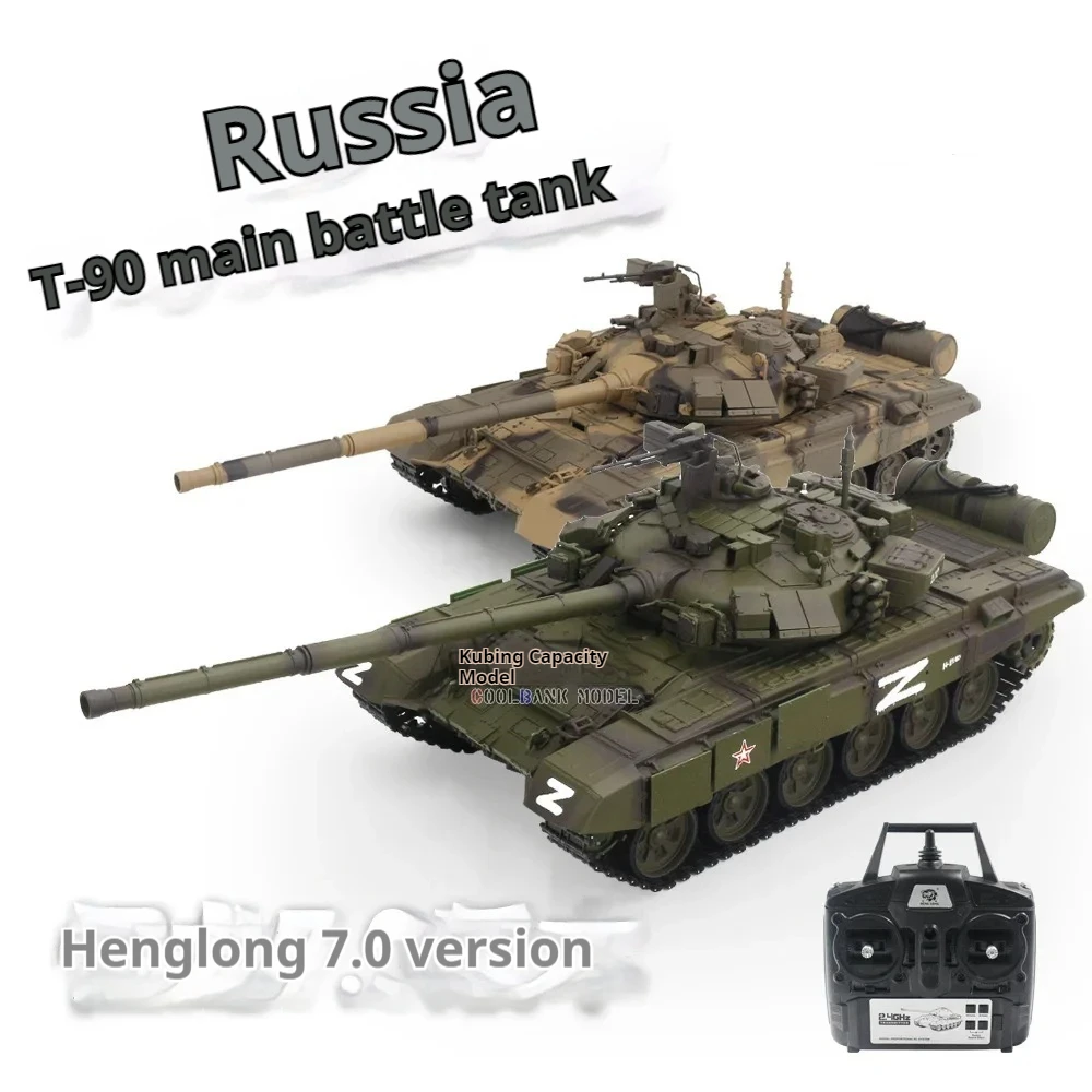 Henglong-tanque de control remoto T90, lanzador de orugas Rc, simulación de humo, modelo de batalla principal, tanque todoterreno, juguetes para niños al aire libre, caliente