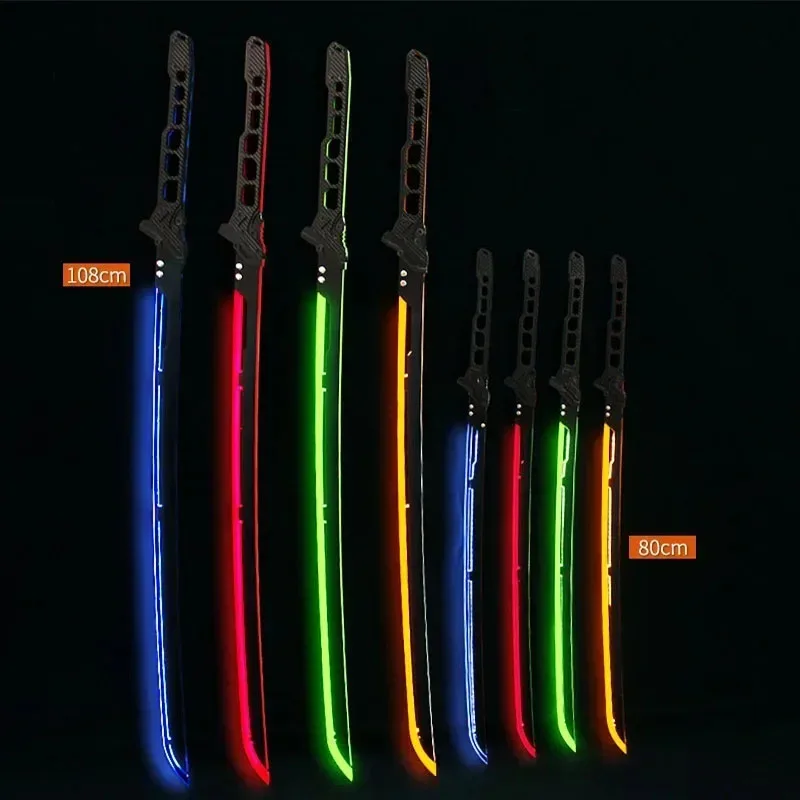 

80cm/108cm Cyberpunk Lightsaber Katana Cosplay Safe Acrylic Rechargeable Glow-up Toy Optional Straps Game Peripheral Model Gifts