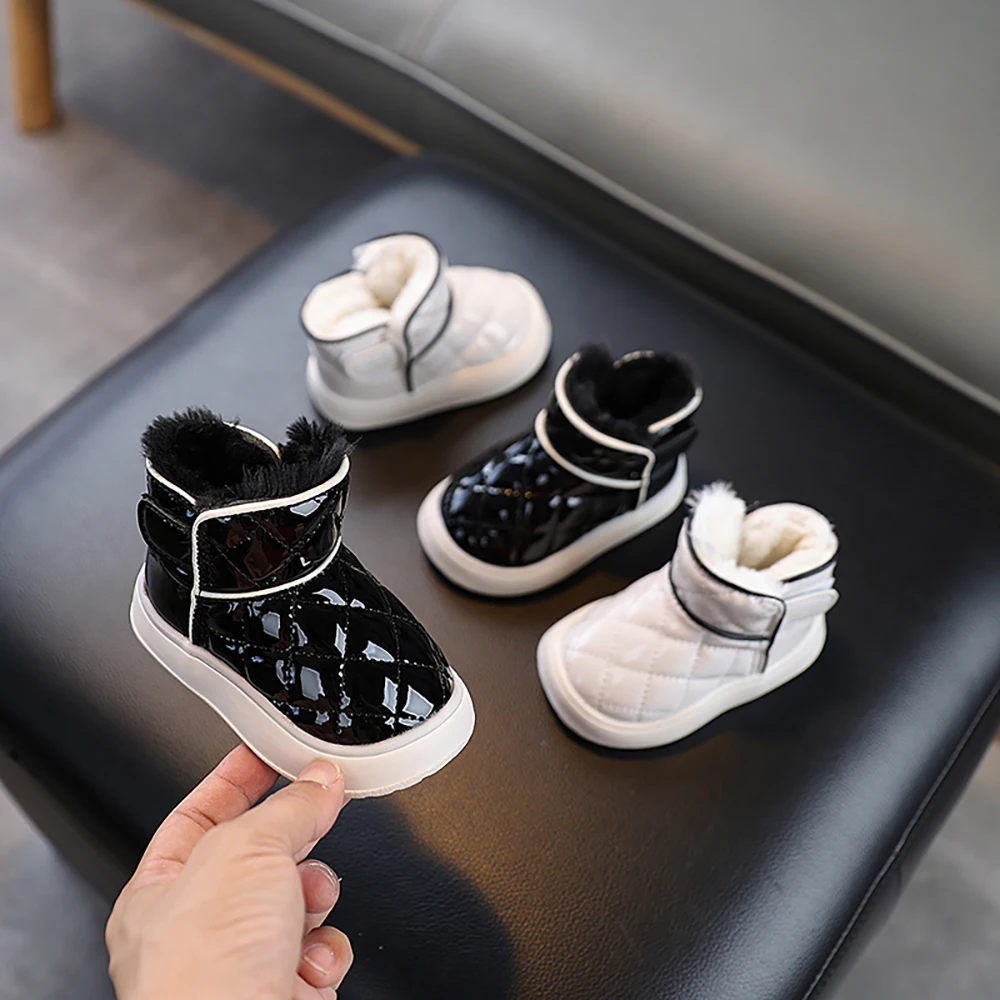 

Зимние плюшевые ботинки на толстой мягкой подошве, детские морозостойкие непромокаемые детские теплые зимние ботинки, нескользящие зимние ботинки для мальчиков и девочек