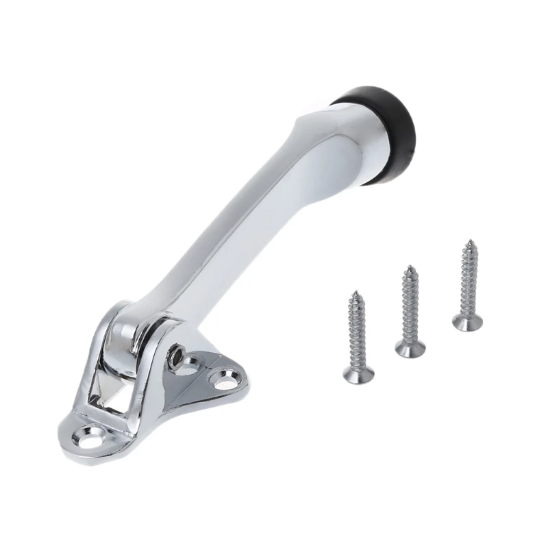 

Zinc Alloy Satin Chrome Lever Door Stopper With Rubber Feet Mounted Holder