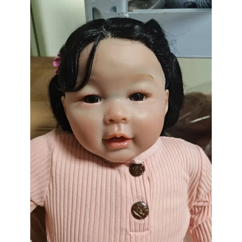 دمية أطفال تولد من جديد نابضة بالحياة مقاس 60 سم، دمية فتاة من القطن من Meilien مع شعر جذور اليد