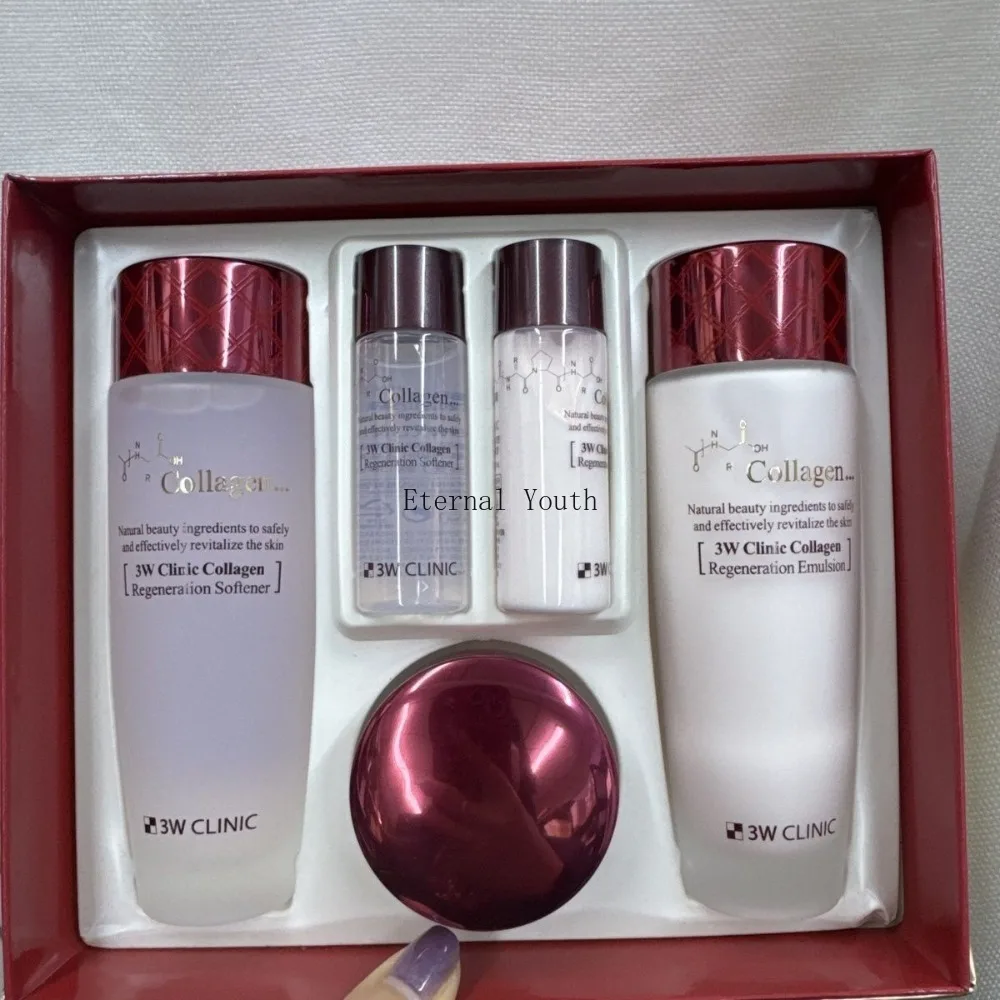 3W Clinic Collagen Brightening Skin Care Set Korea Hydrating Moisturizing Elasticity Korean Cosmetics 150ml+150ml+60ml+30mlx2