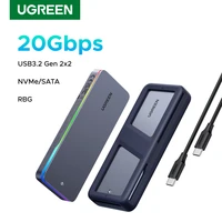 UGREEN 20Gbps M.2 SSD carcasa NVMe SATA SSD adaptador USB 3,2 Gen2 carcasa externa compatible con efecto de iluminación RGB
