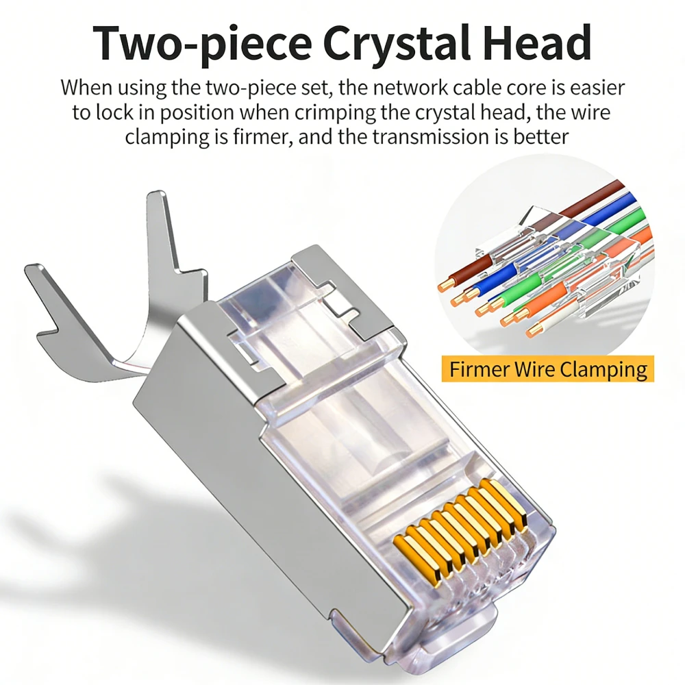 10PCs Cat6A Cat7 through Shielded RJ45 Gold Plated  Connectors Fast Transmission Data Plug Crystal Head for Networking image 5