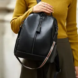 ZOOLER-mochila de piel auténtica para Mujer, bolso trasero de viaje de piel suave, color negro, 100% Original, # HS222