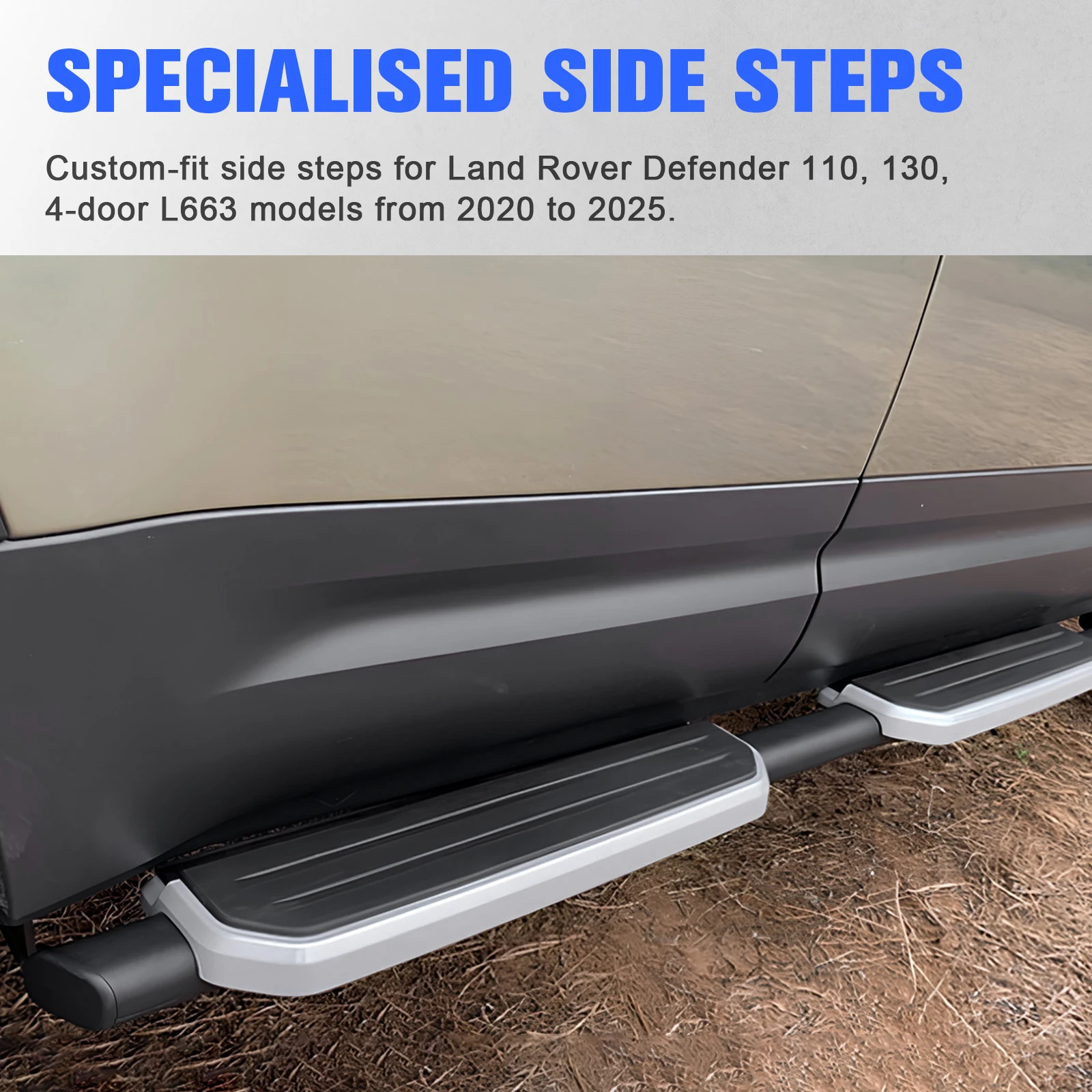 

For 2020-2024 Land Rover Defender Pickup Truck Side Steps Wear Resist Heavy Duty Rail Boards High Load-Bearing Car Spare Parts