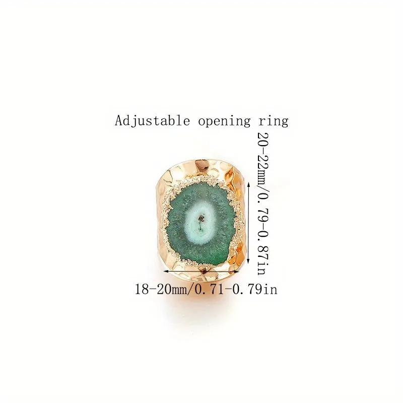Natural Stone Ring Irregular Shape Agates Crystal Resizable Rings for Women Men Fashion Charm Jewelry Gift Cluster Winding Ring