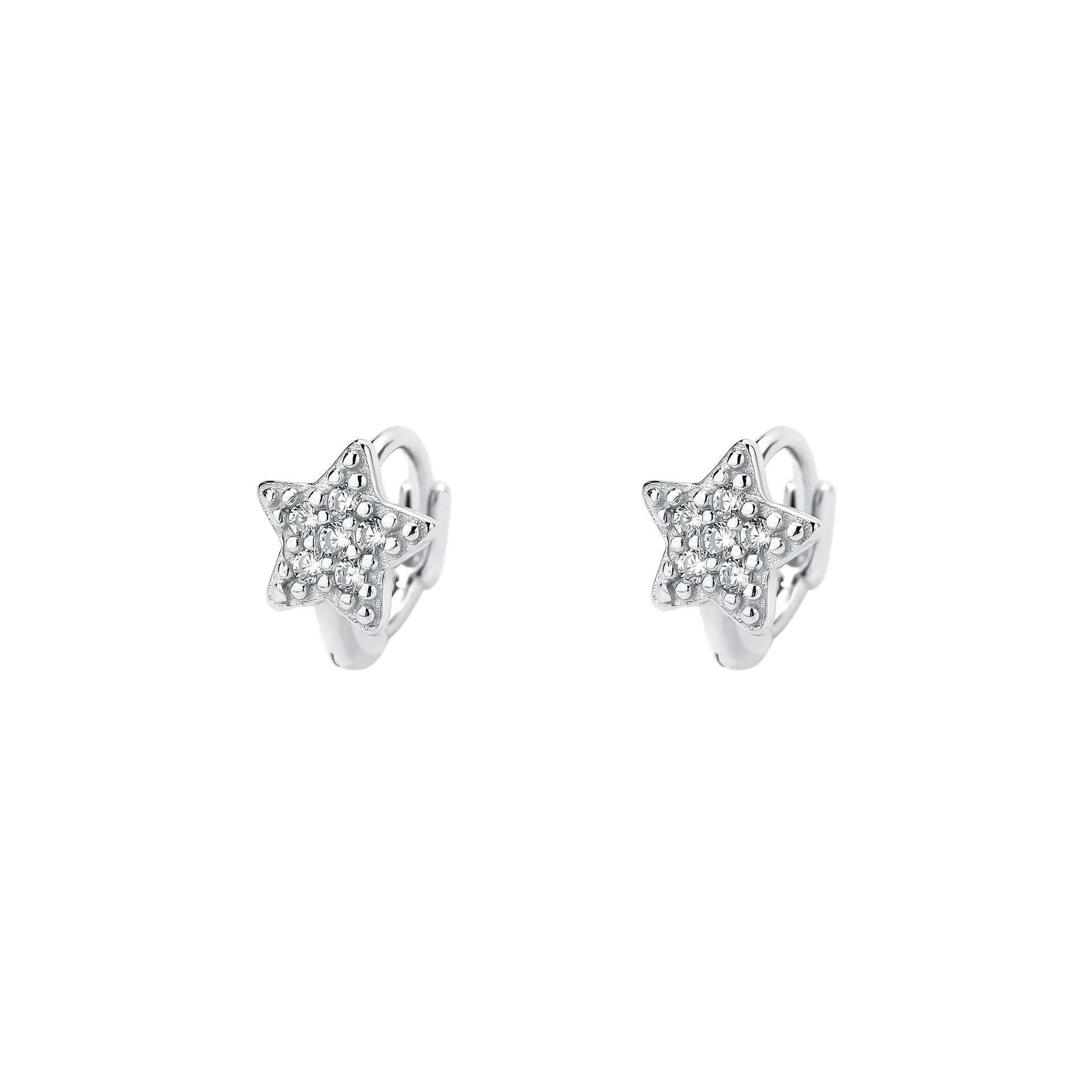 High Quality Inlaid Zircon Star Earrings for Women Korean 925 Sterling Silver Temperament Sweet Jewelry