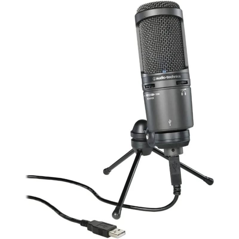 

audiotechnica AT2020USB+ Heart-shaped capacitor USB microphone with built-in headphone jack and volume control black