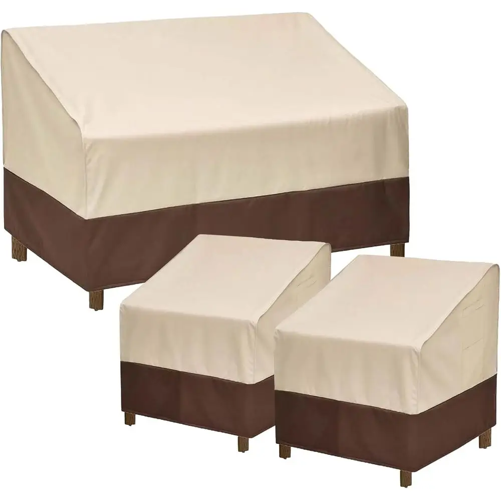 

Комплект из 3 чехлов для уличной мебели, водонепроницаемая защита для стульев и диванов, прочная ткань 600D с защитой от УФ-излучения и ветра