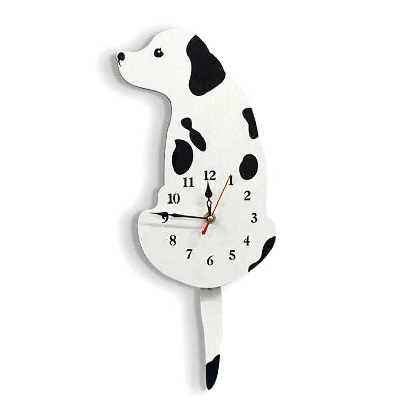 SEWS-Dog Wall Clock Home Decor Clock Children's Bedroom Wall Decor Dog Wagging Tail Clock Gifts For Children Birthday