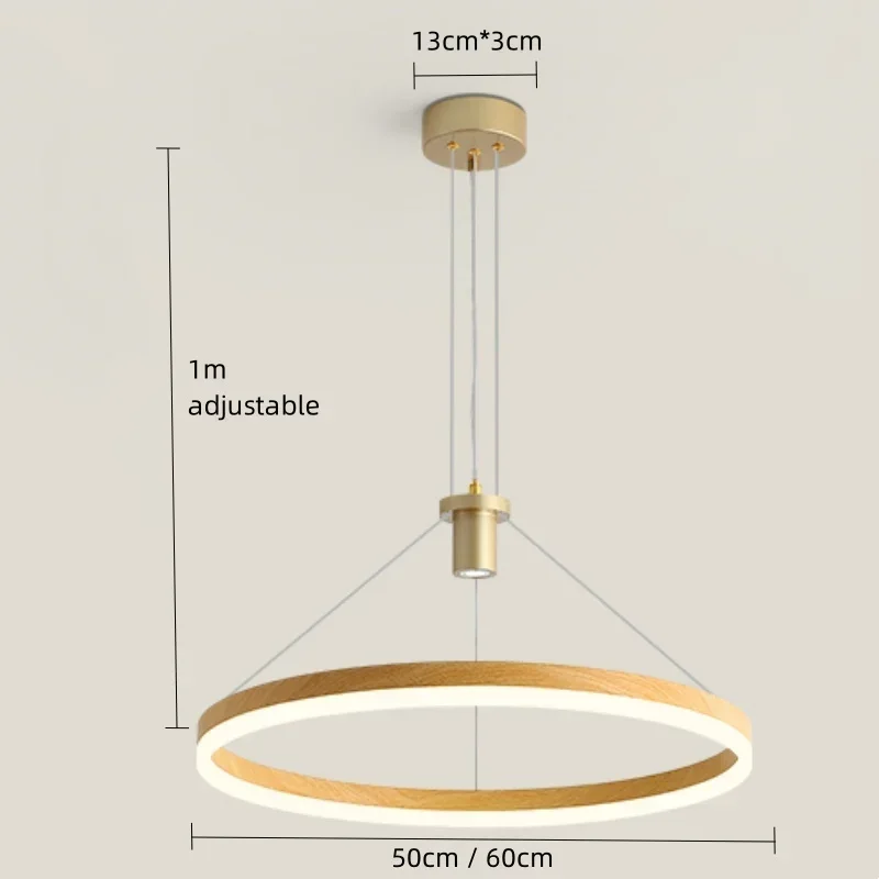 Lámparas LED colgantes modernas, iluminación circular de grano de madera, estilo chino, para restaurante, dormitorio, mesa de comedor, bar y mostrador